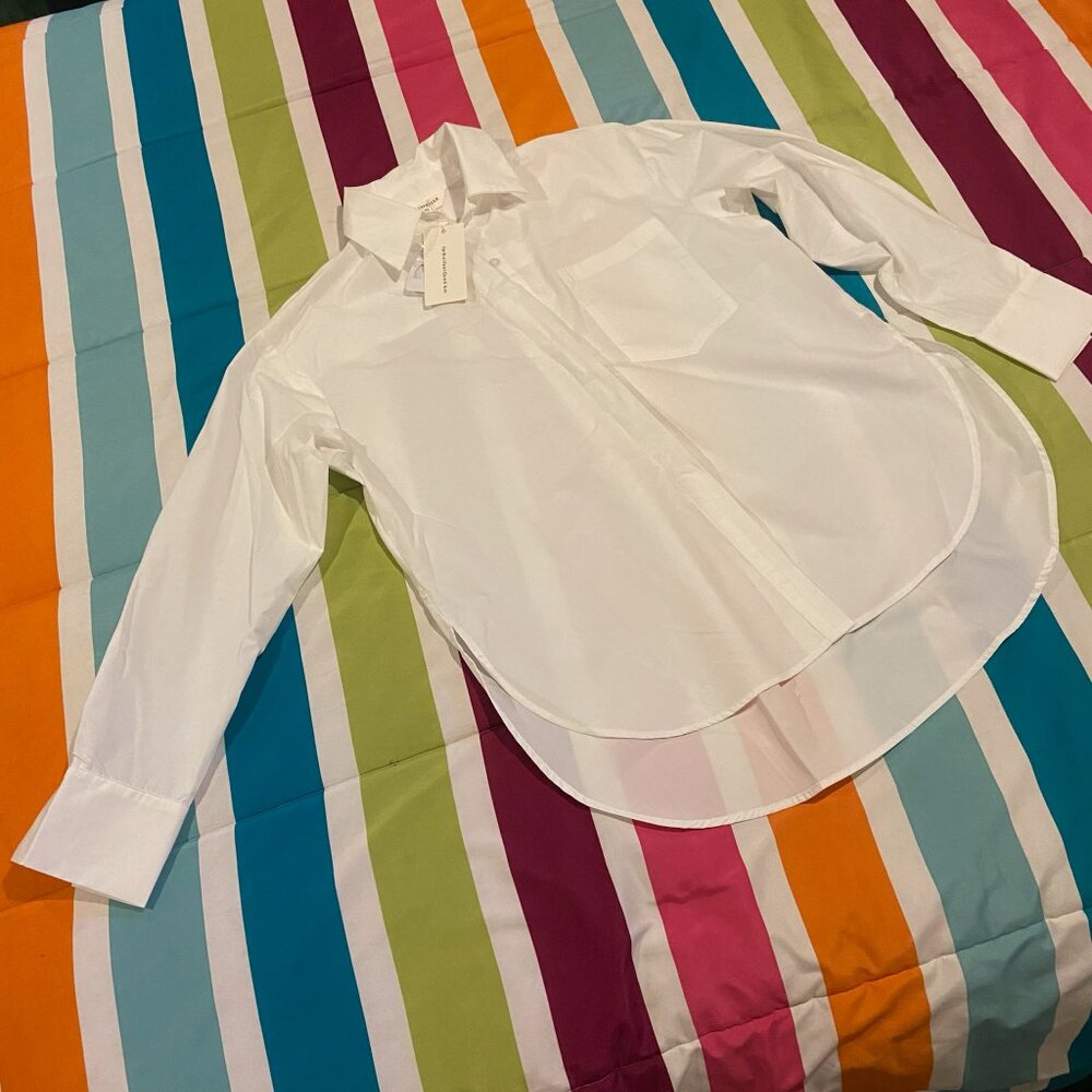 NWT Classic White Oversized Button-Down Shirt | Timeless Wardrobe Staple XS - Picture 2 of 9